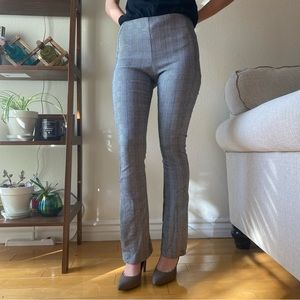 INC plaid stretchy waist dress pants vented flare leg size 0